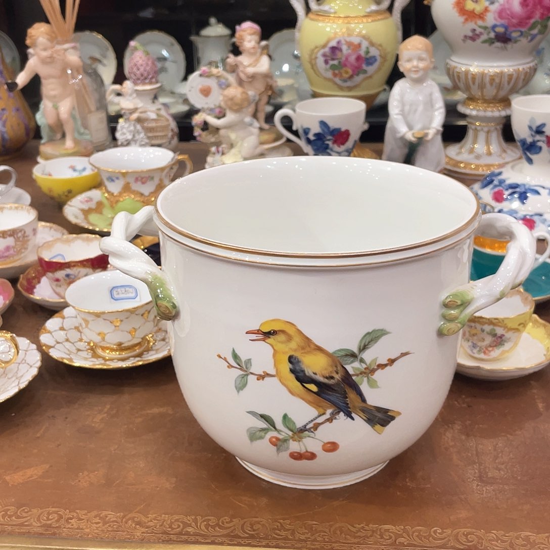 瓷片中古一等鸟绘冰桶