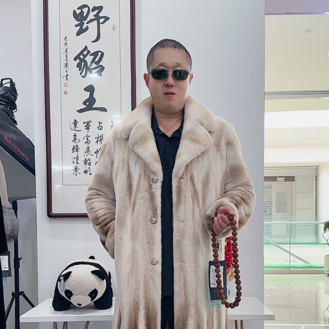 大理石本色貂皮西服领方领立领青果领男士上衣
