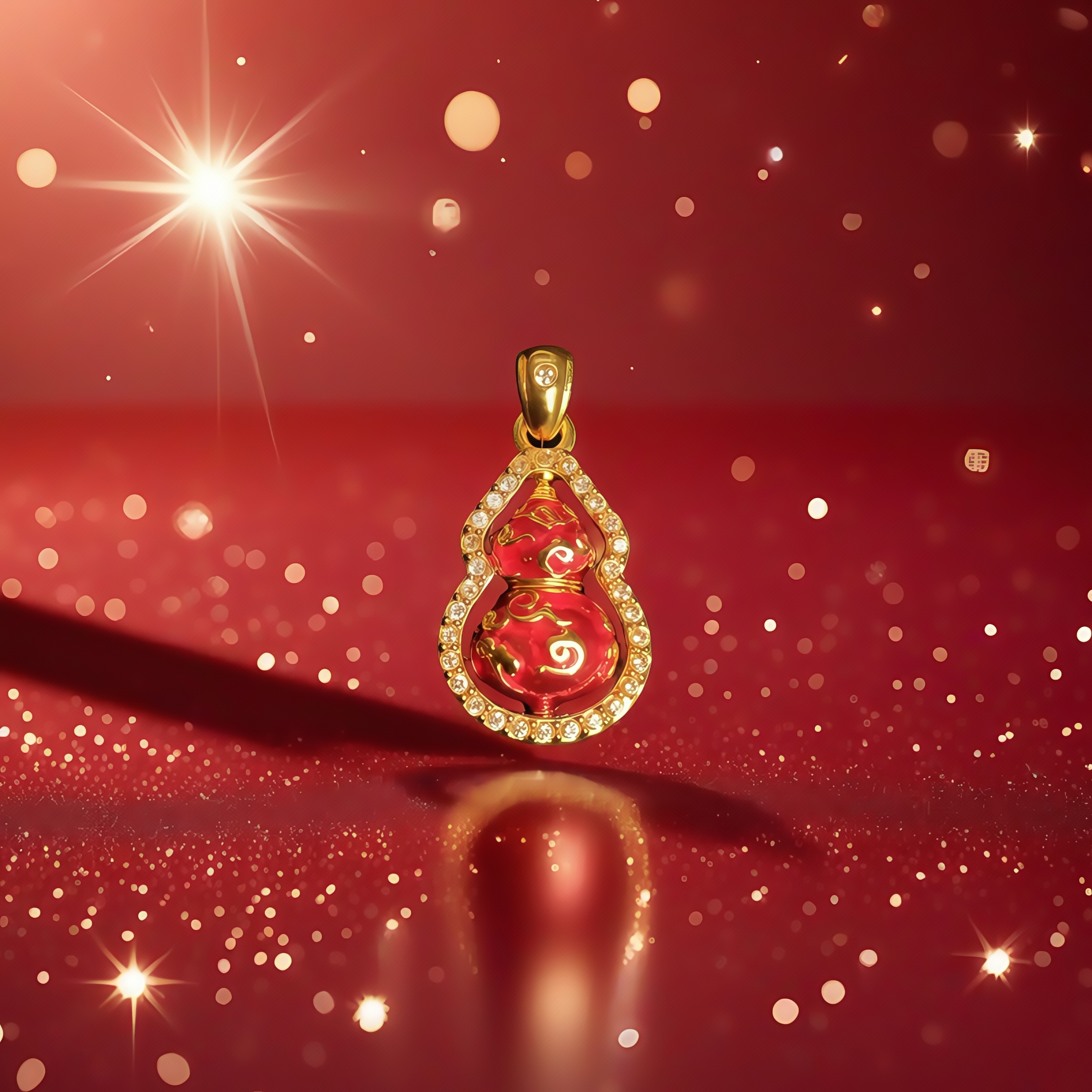 【Yy】18K金祥云珐琅葫芦吊坠 卡约11*7*20mm