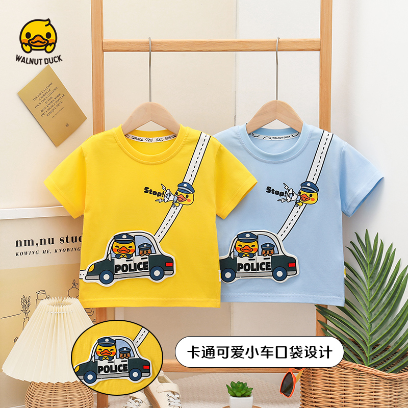 2025夏季新款宝宝纯棉休闲卡通圆领短袖T恤洋气时尚百搭款4T064 