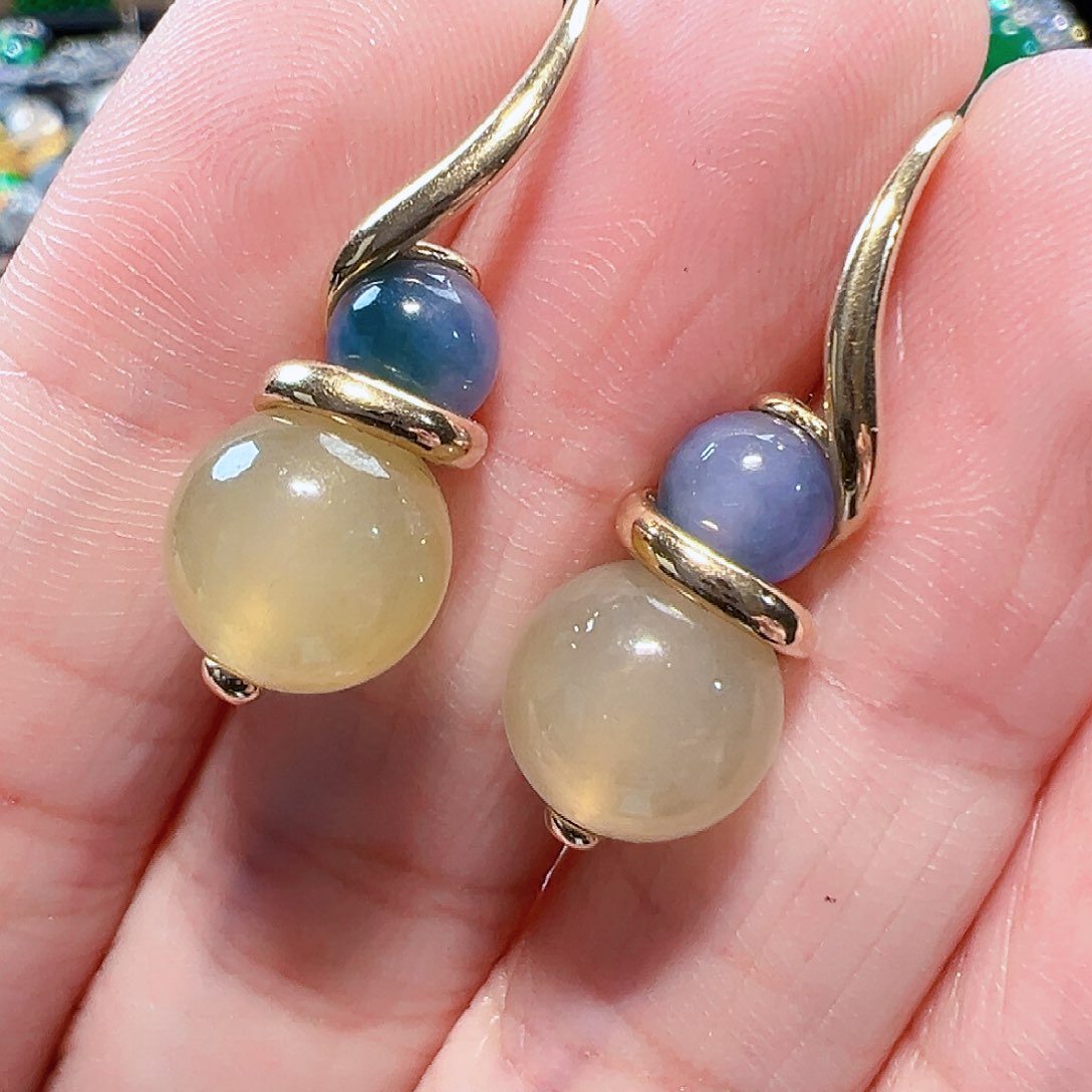 翡翠耳饰18K金镶嵌签收后24小时鉴赏期