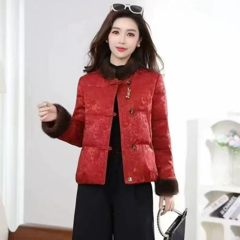 新中式国风石墨烯云绒棉保暖立领时尚女装加厚盘扣棉服外套减龄衣