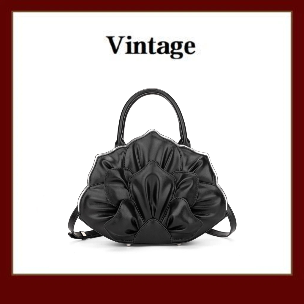 FIMKA高定特色时尚轻奢多层黑色莲花单肩包