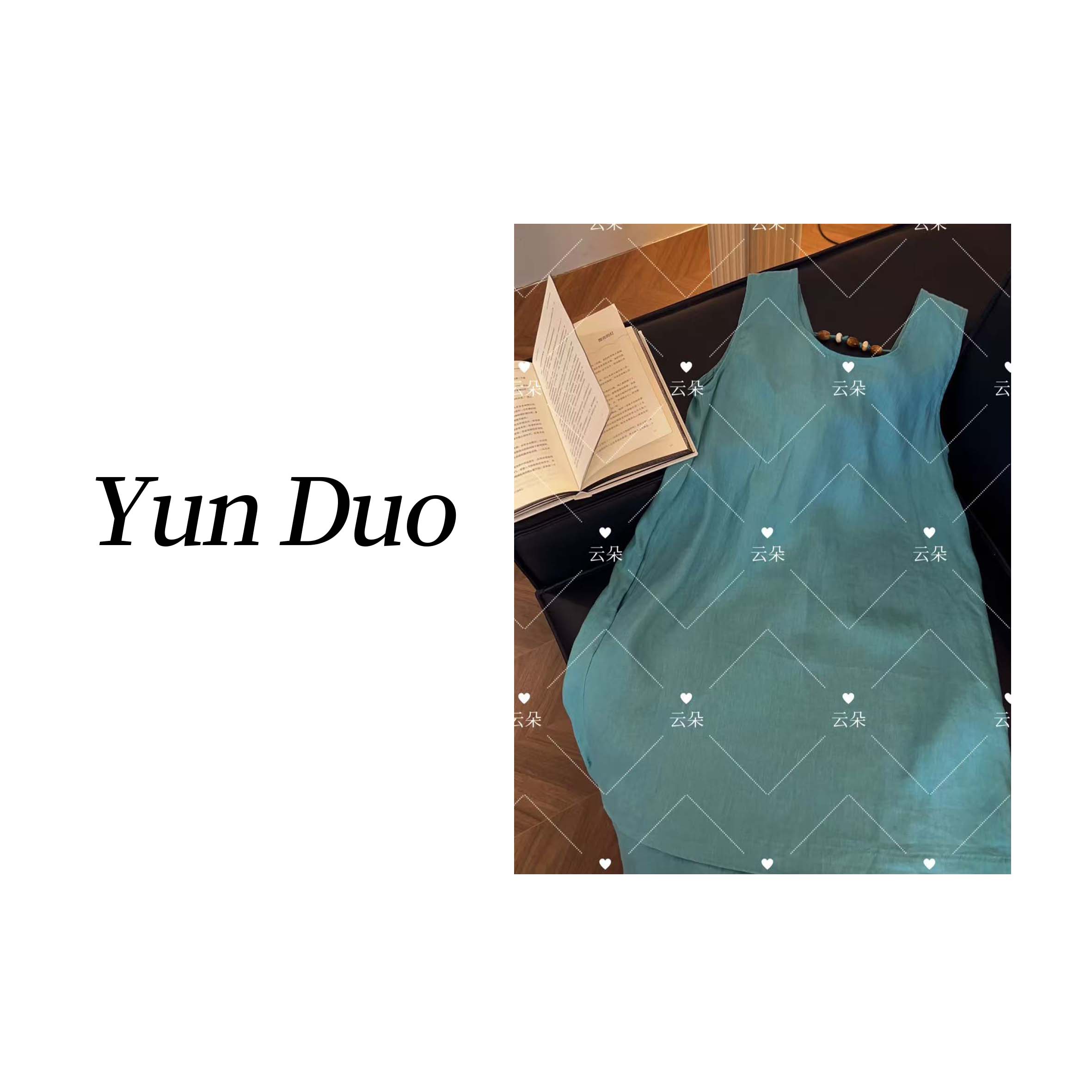 云朵定制【冷香】法式V领后背串珠设计连衣裙LD08