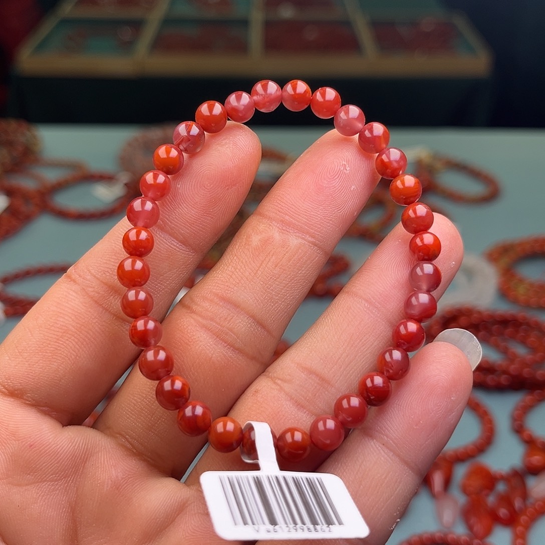 南红玛瑙未镶嵌手链玫锦红卡6