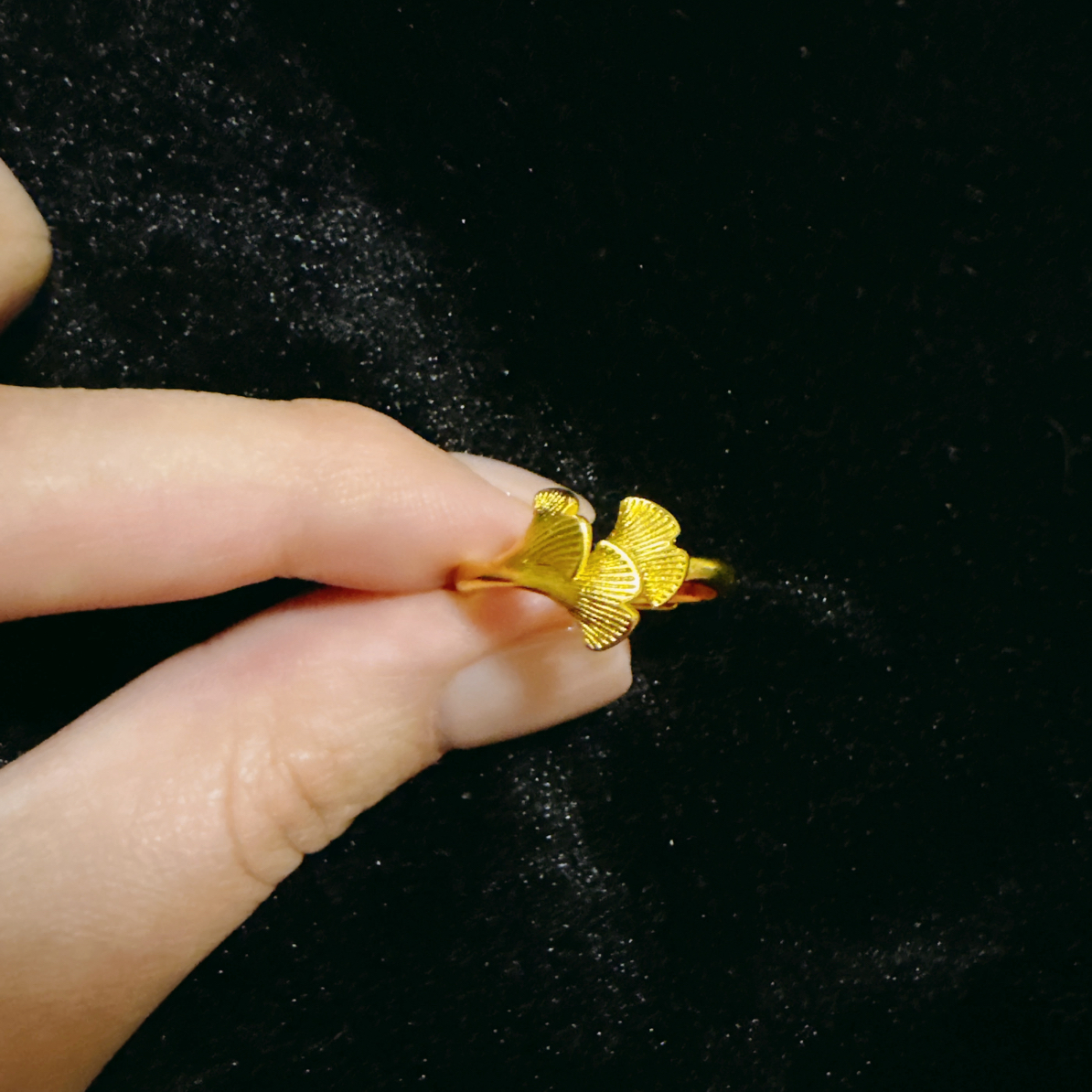 铜合金戒指 铜合金 铜合金银杏叶三生有幸开口可调节简约百搭小众