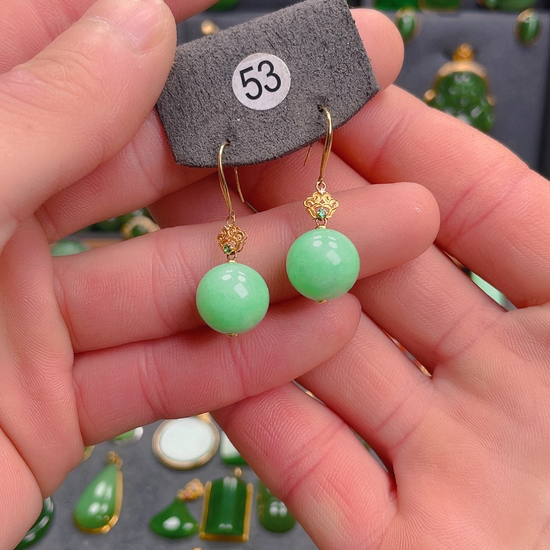 翡翠耳饰18K金镶嵌15801580