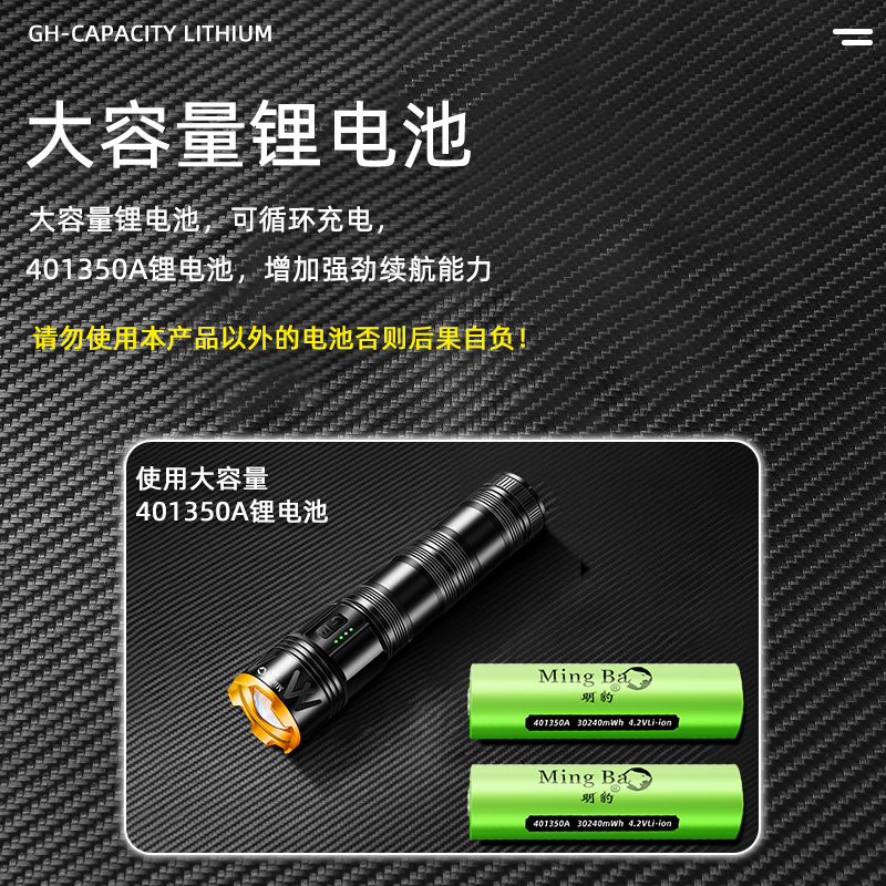 【尾货青仓】送电池超亮激光炮可变焦户外强光手电筒远射2000米