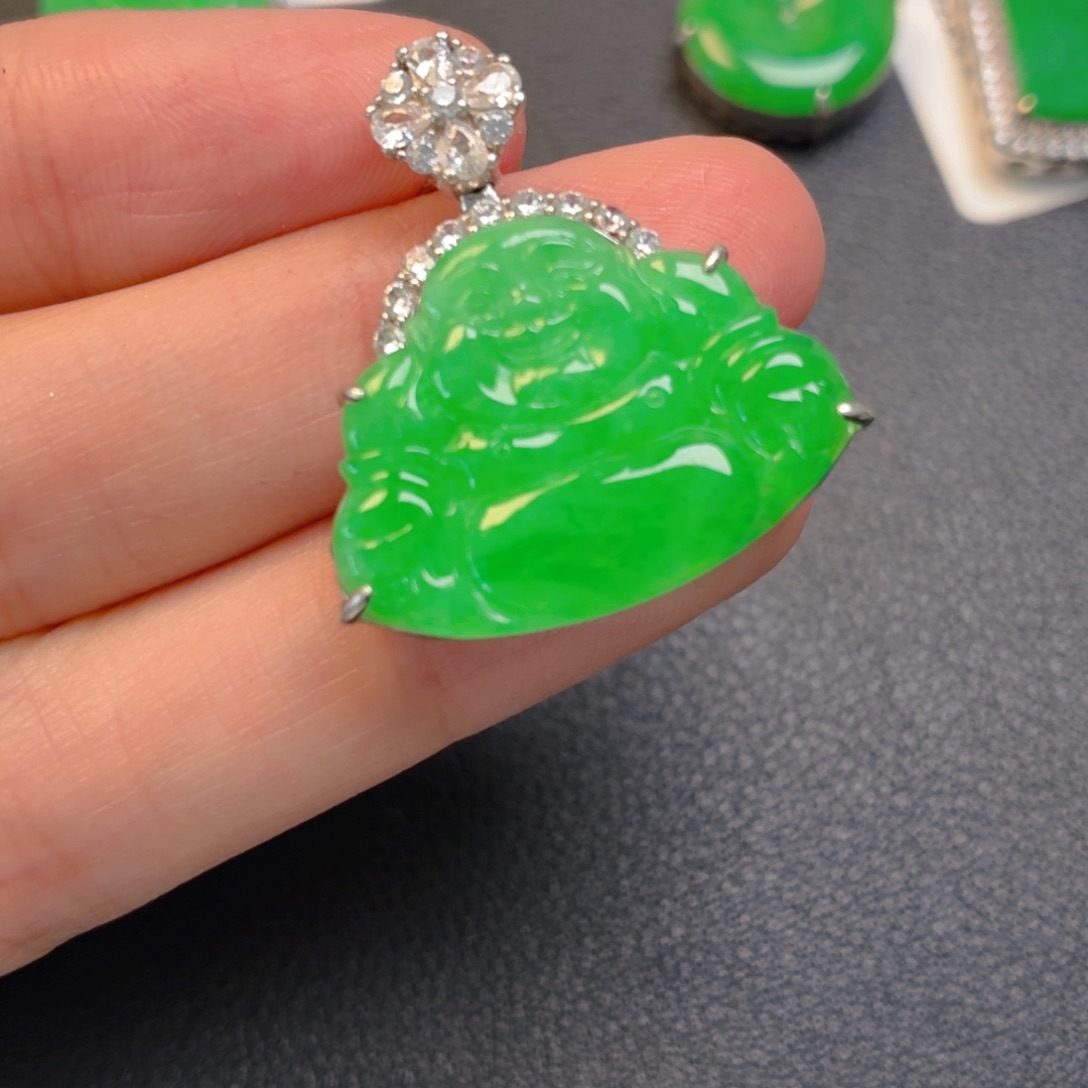 A***Y翡翠银S925镶嵌吊坠(不含链)