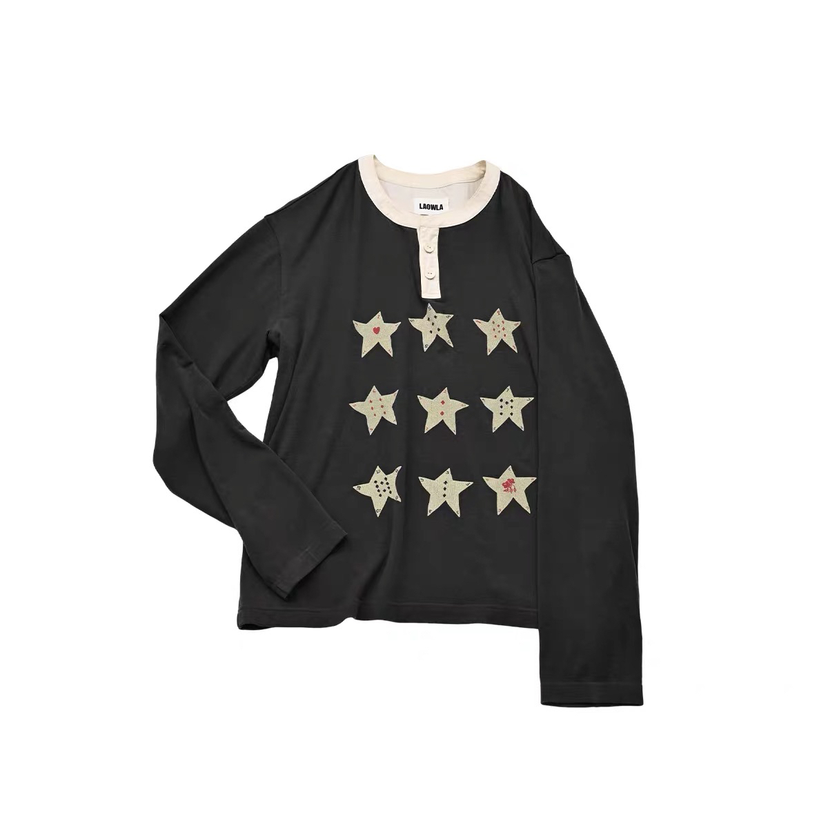 LAOWLA设计师LUCKY印花图案长袖T恤