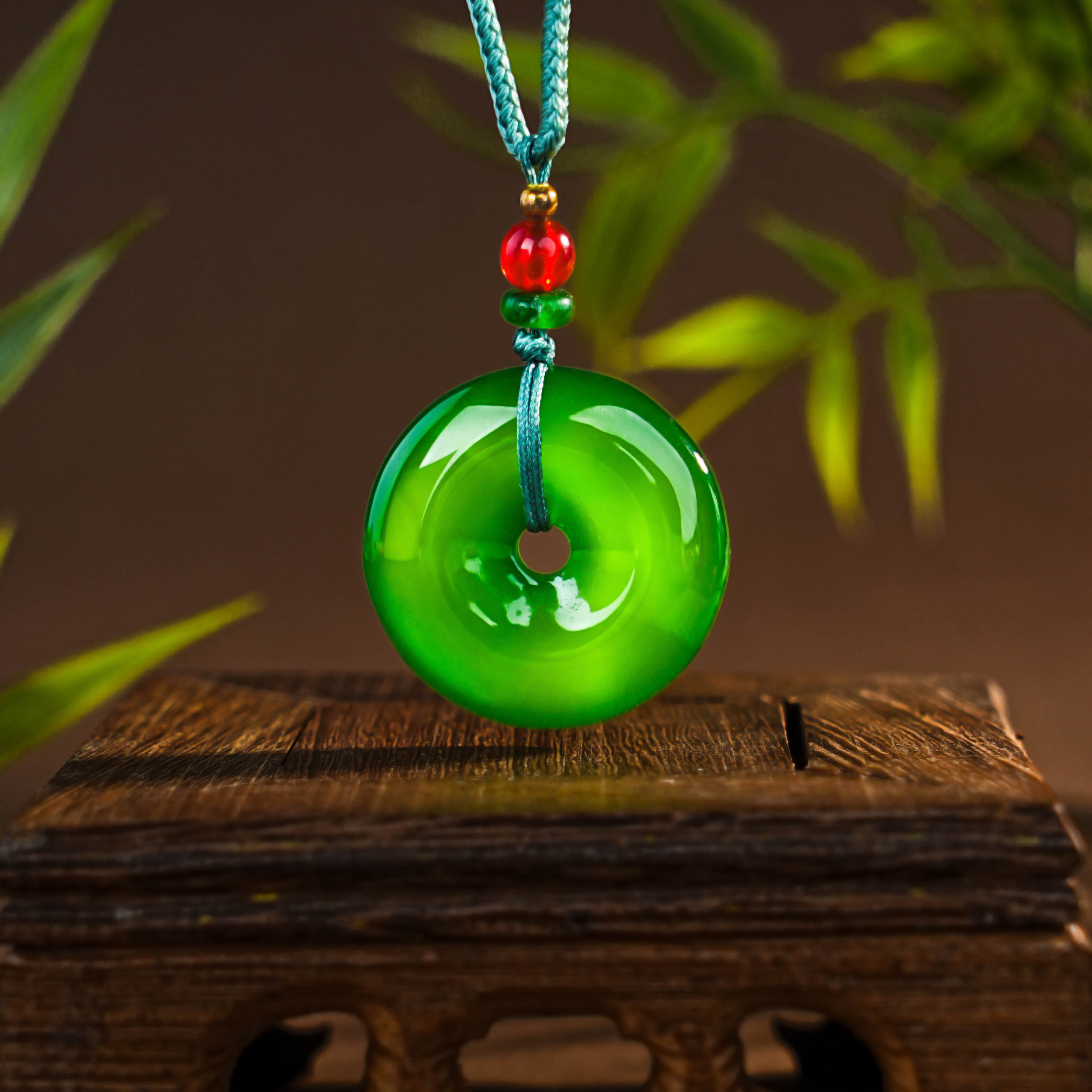 Y-519 天然绿玛瑙平安扣 配绳