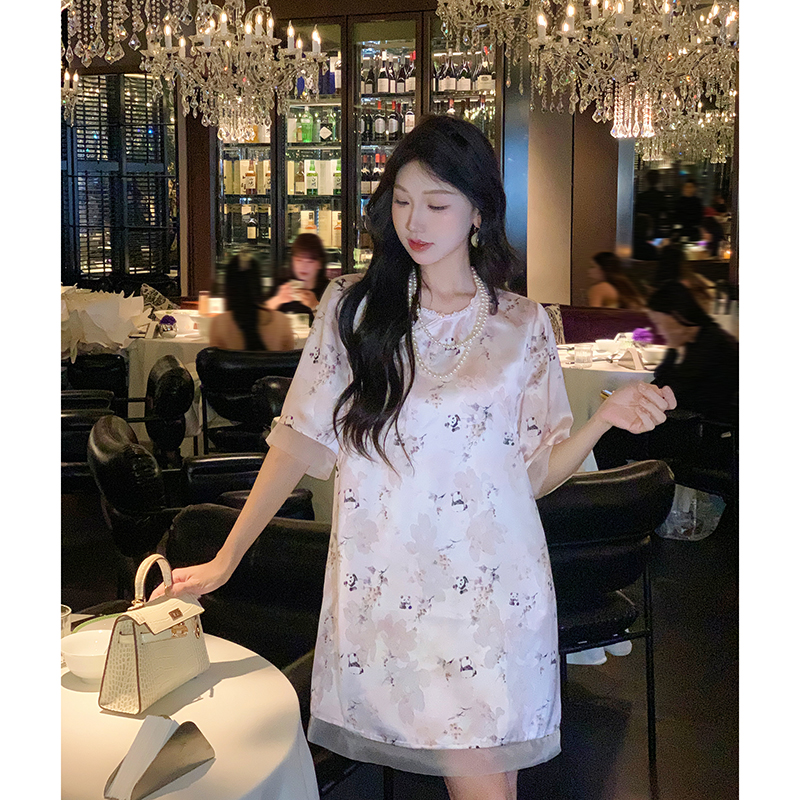 【晨曦直播间】新中式刺绣薄款短袖2025女装夏季A字中国风连衣裙