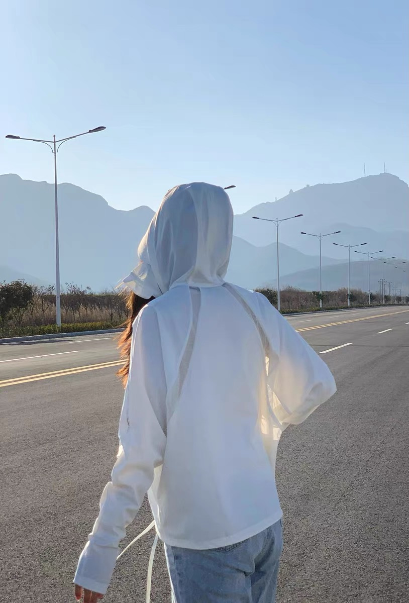 【出口日单】夏季连帽防晒衣长袖休闲透气薄款户外遮阳360度防晒服