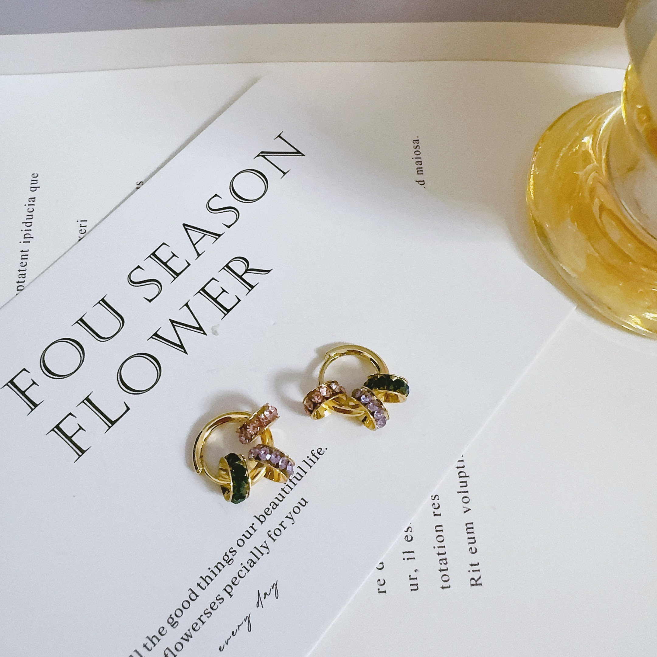 铜合金耳饰 1996 彩色三环耳扣