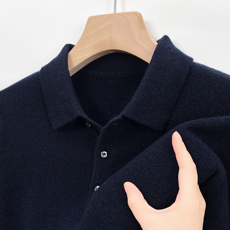 100%羊毛男士翻领羊毛衫500克甄选羊毛上衣打底衫舒适百搭毛衣