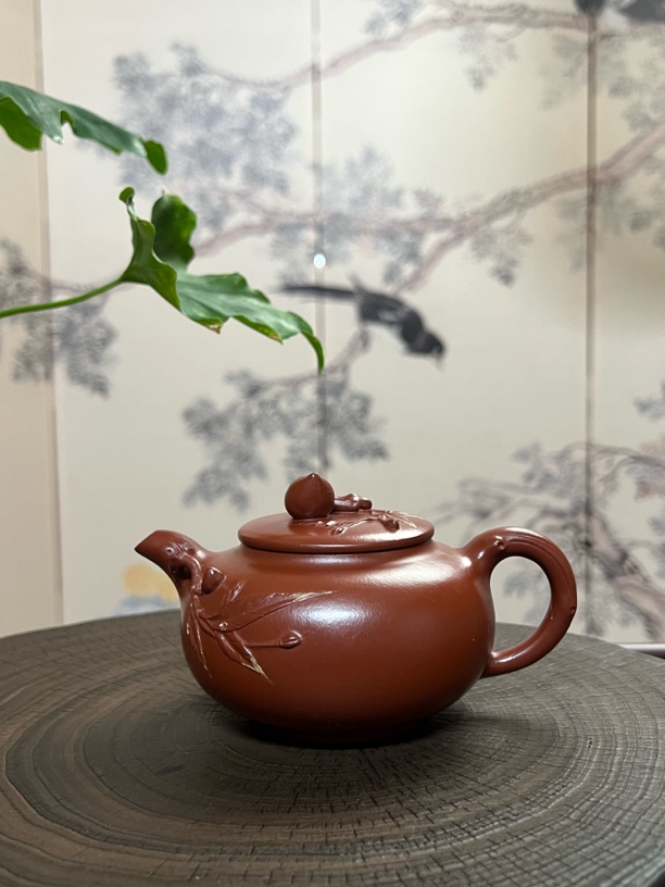 御器紫砂 福桃 朱泥 280ml 宜兴紫砂传承经典 手工制作