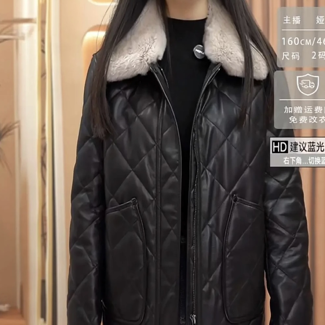 LINGZI领姿新款气质宽松翻领皮棉服加厚时尚休闲风LZ4207167