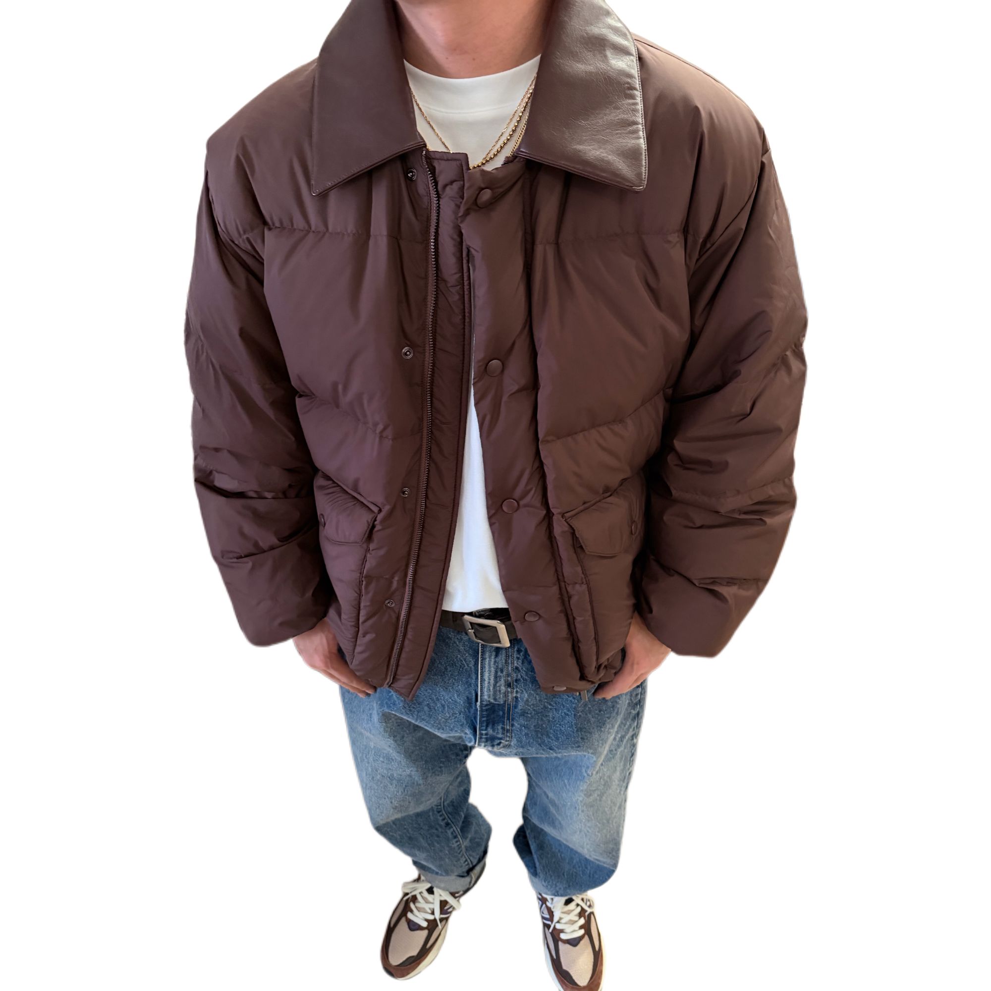 男士羽绒服 时尚拼接miu家皮领90国标白鸭绒超轻保暖美拉德羽绒服