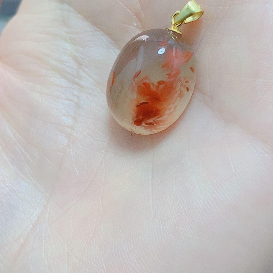 南红玛瑙银S925镶嵌吊坠(不含链)