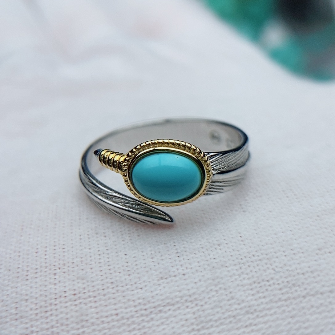 绿松石银S925镶嵌戒指