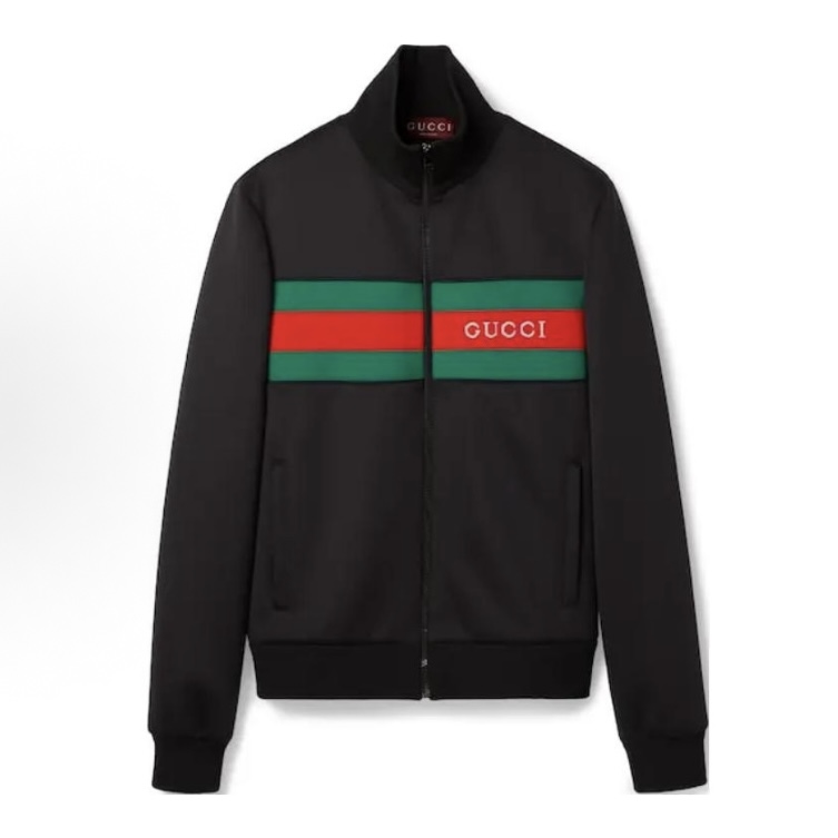 未使用 GUCCI/古驰 红绿条字母拉链立领长袖夹克外套