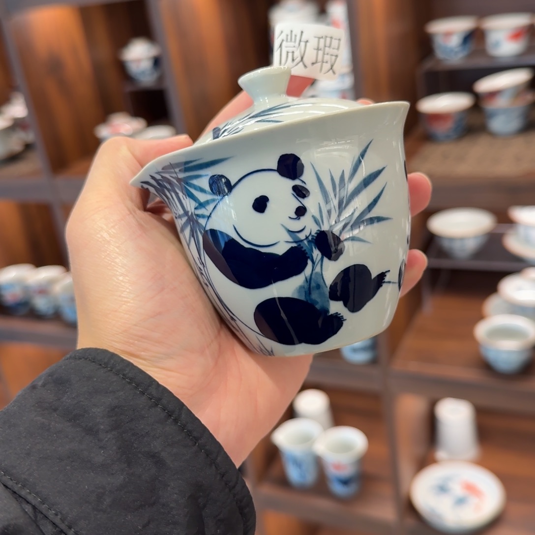 釉下手绘茶具微瑕