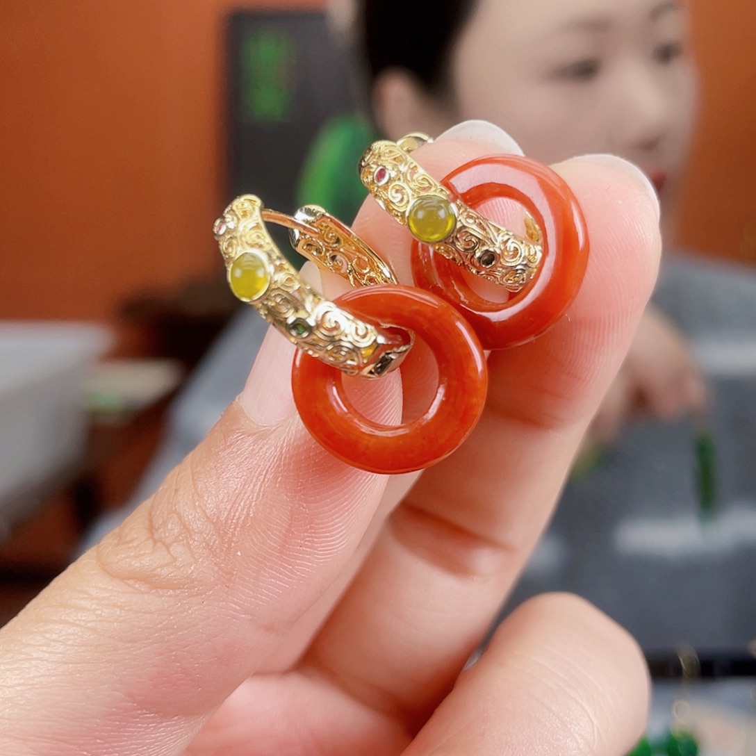 翡翠未镶嵌耳饰饰品
