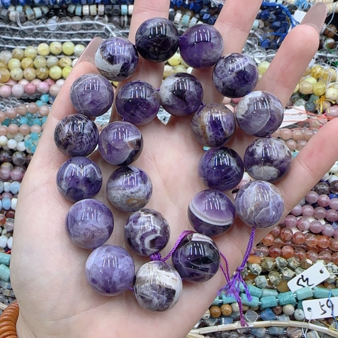 玛瑙/玉髓未镶嵌珠宝半成品梦幻紫水晶一条卡18