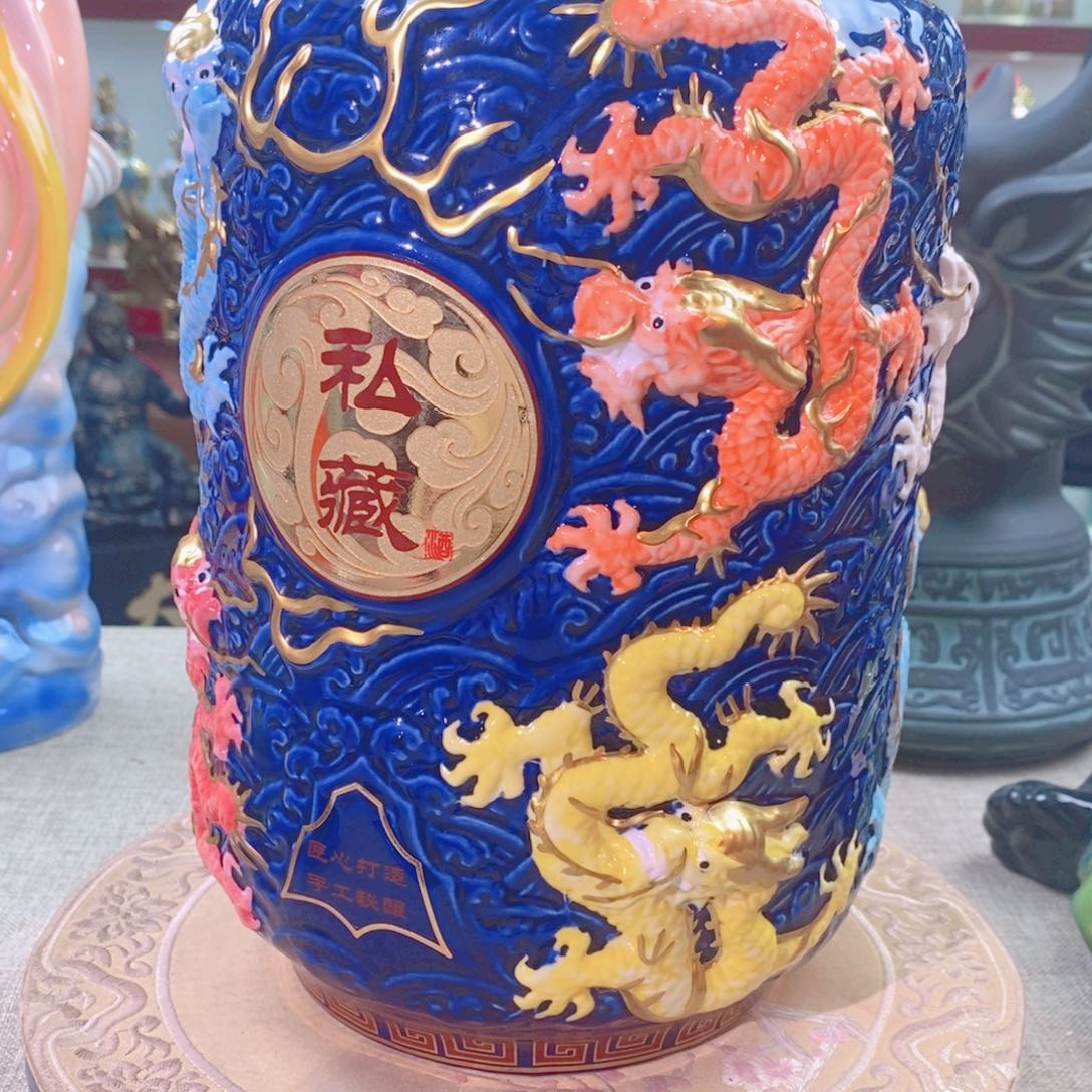 摆件景德镇垚晶陶瓷10斤龙季蓝