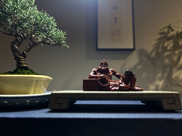 印度小叶紫檀手工雕刻达摩摆件茶空间小件