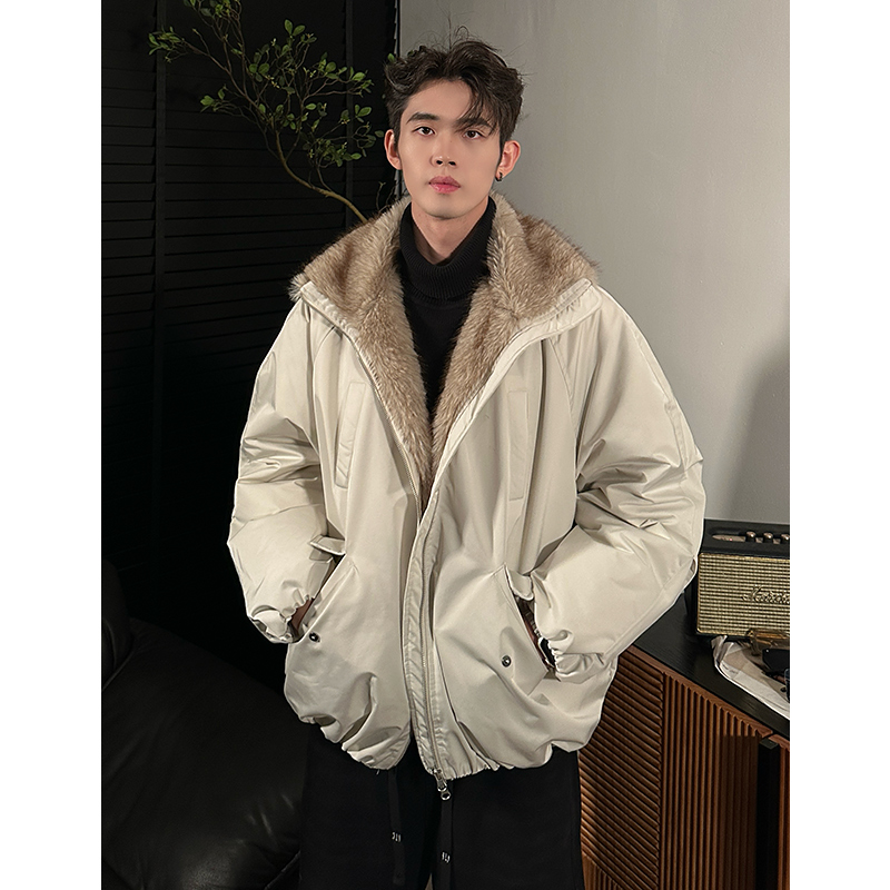 【男女同款】【国标白鸭绒座山雕】宽松外套冬季男女帅气毛领羽绒服