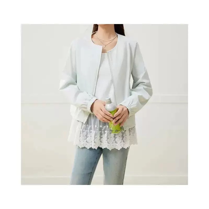 女装韩版休闲纯欲风外套+白色吊带下摆蕾丝边上衣两件套  6212 K