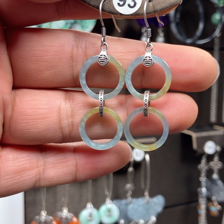 【闪购商品】翡翠耳饰银S925镶嵌耳饰