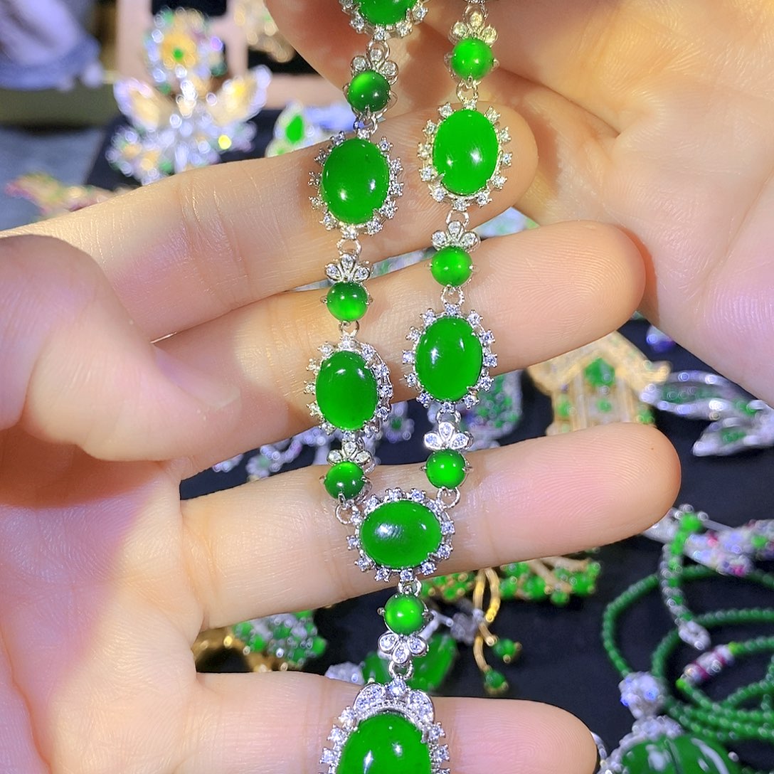 吊坠(不含链)银S925镶嵌翡翠