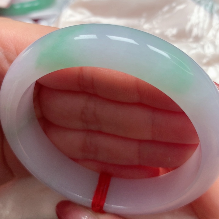 翡翠手镯未镶嵌宽版冰春彩26