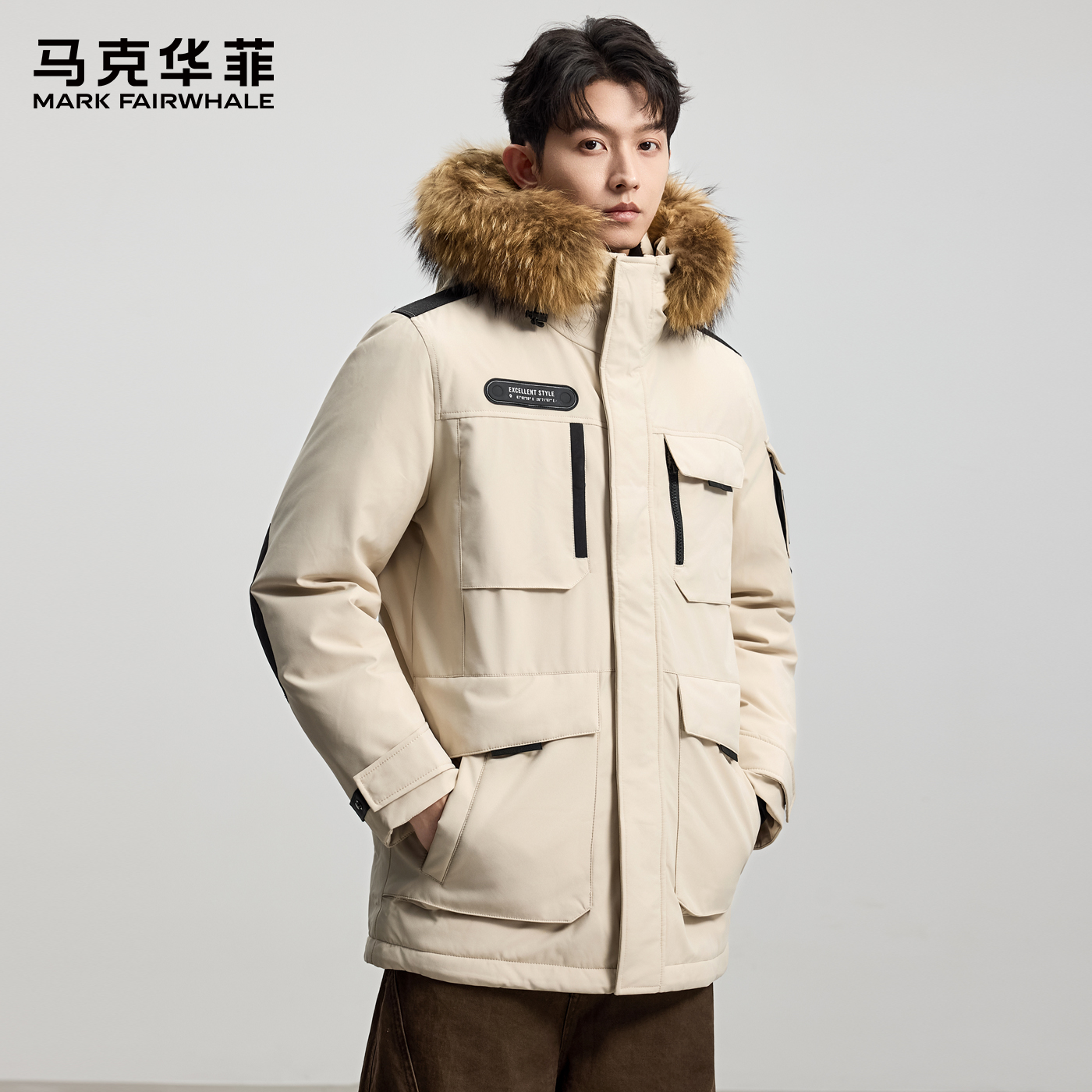 [圣诞专款]/MARK FAIRWHALE连帽鹅绒羽绒服2025冬季潮流男极寒厚