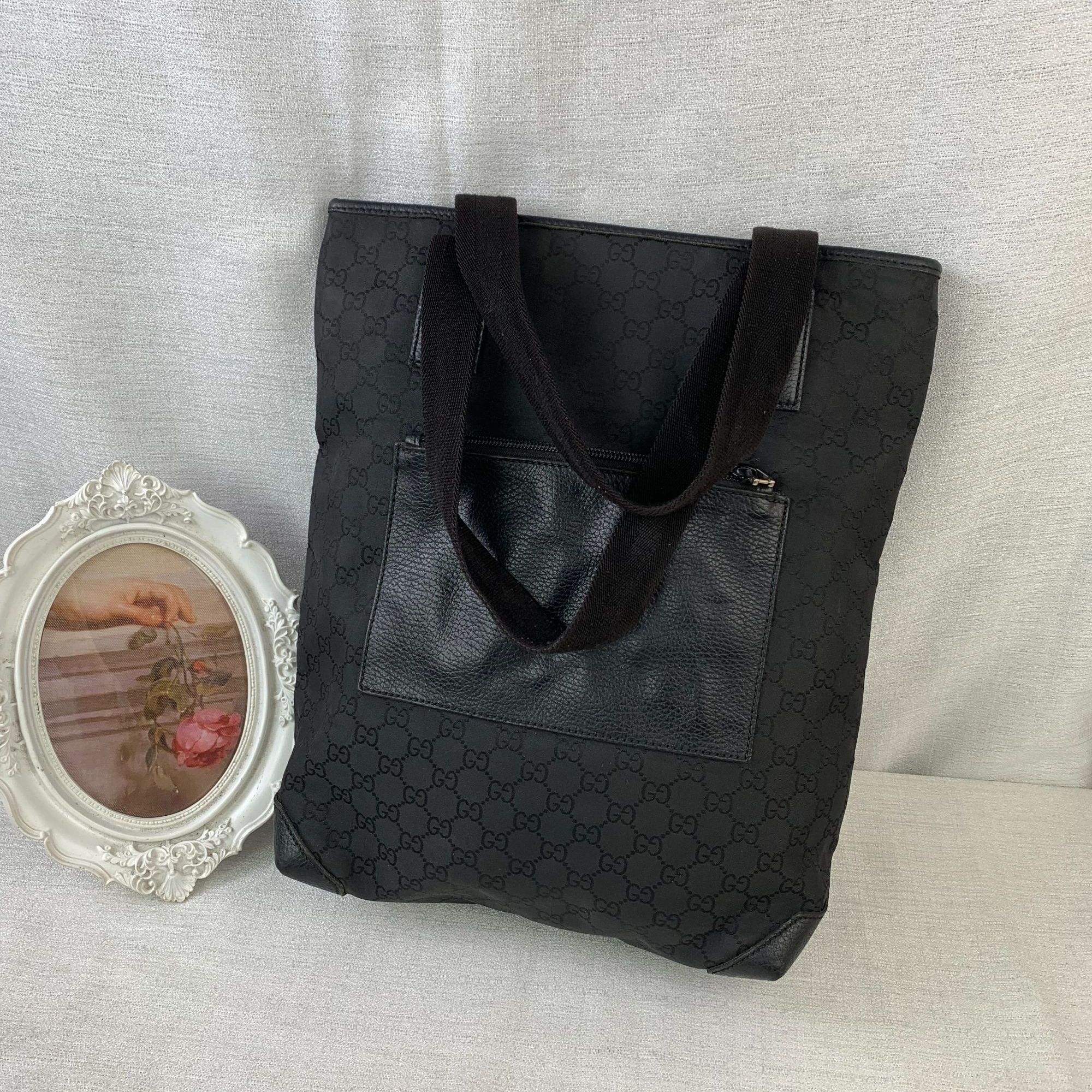 95新 GUCCI/古驰 黑花单肩托特包/WJ12623028/3028