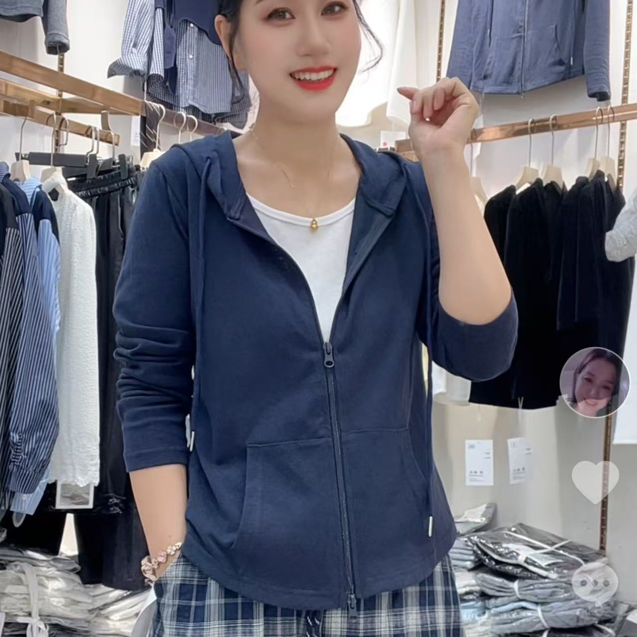 秋季新款女装假两件连帽双拉链显瘦长袖百搭休闲时尚上衣2505