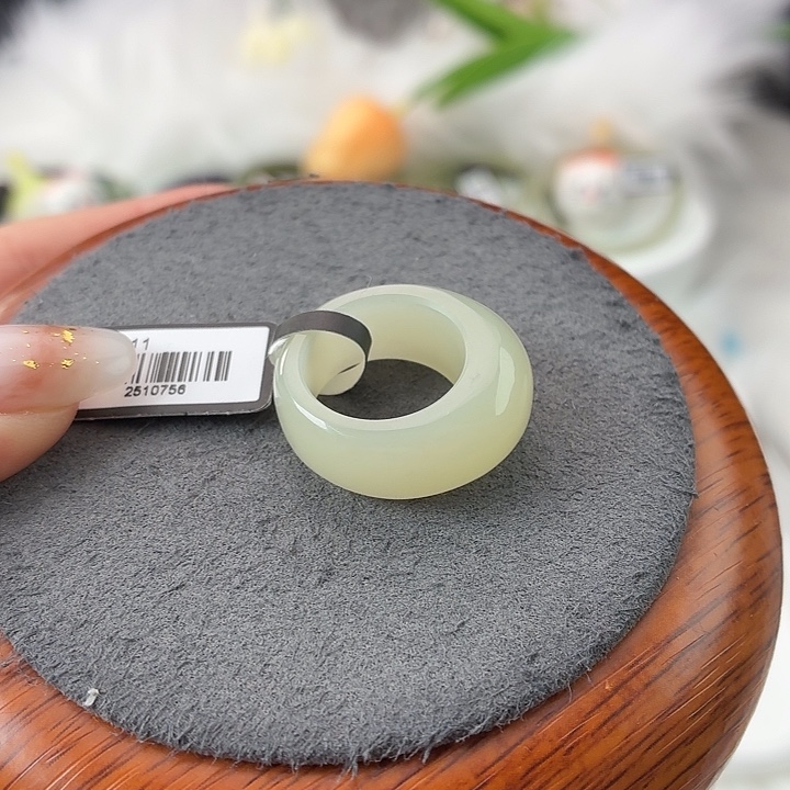 和田玉（糖玉）未镶嵌戒指S16晴水馒头16.0