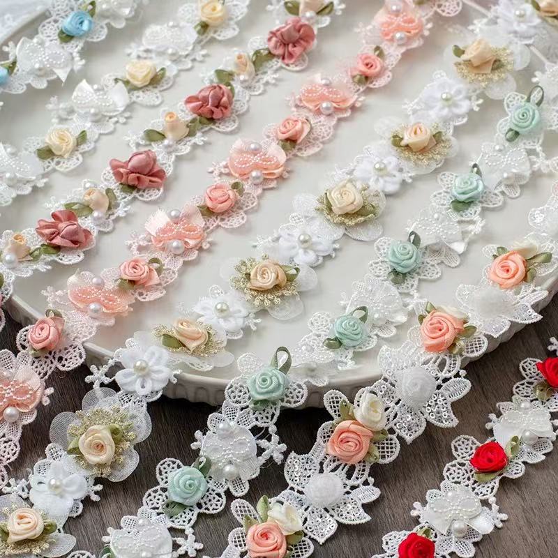 网纱刺绣蕾丝花边辅料diy手工蝴蝶结配件水溶棉丝带