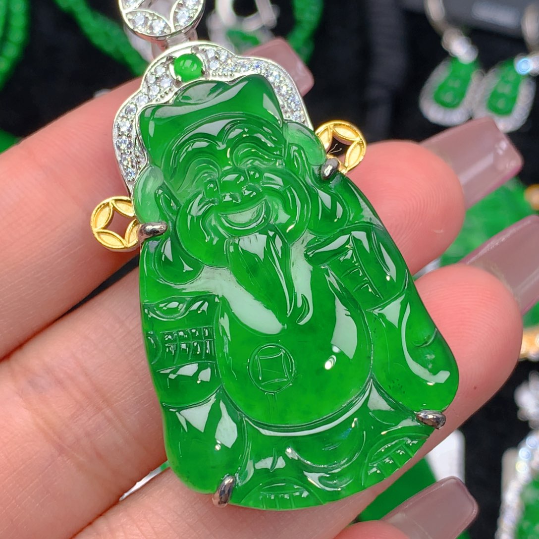 翡翠吊坠(不含链)银S925镶嵌