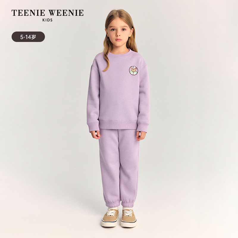 《奥莱》TeenieWeenie Kids秋冬女童休闲百搭加绒长卫裤TKTM25ZC43R