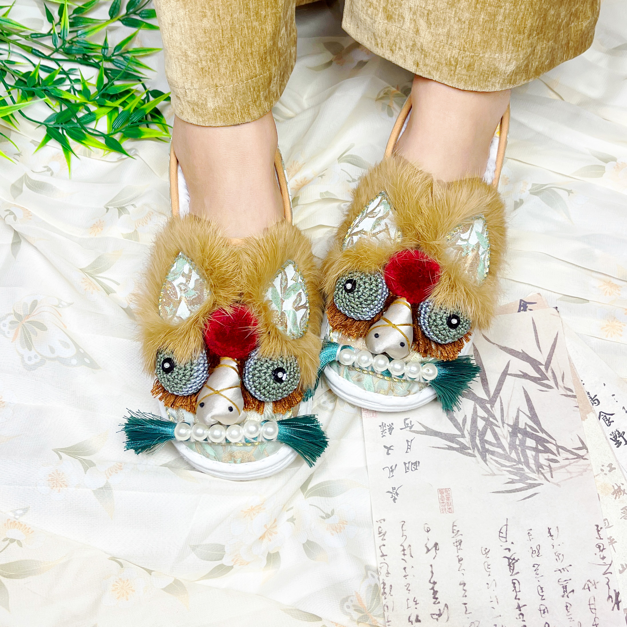 冬款欣锦色纯手工非遗虎头鞋养脚透气百搭休闲刺绣舒适汉服