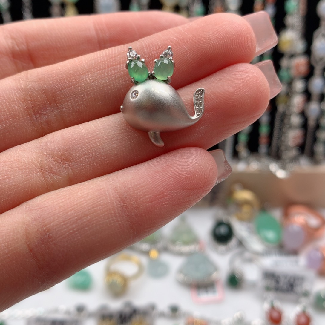 翡翠银S925镶嵌吊坠(不含链)334444