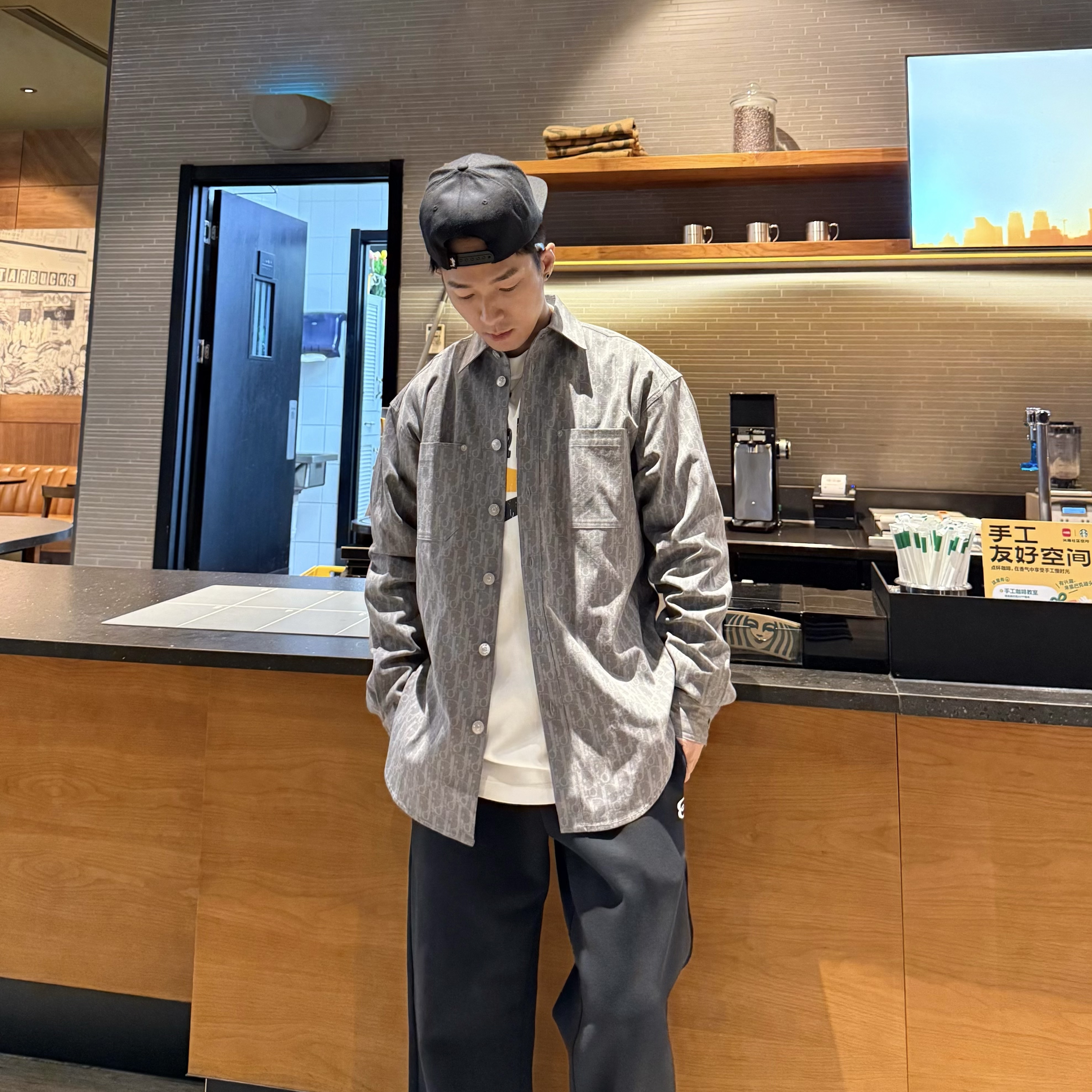 宽松【满印衬衫灰色】男女同款D28309