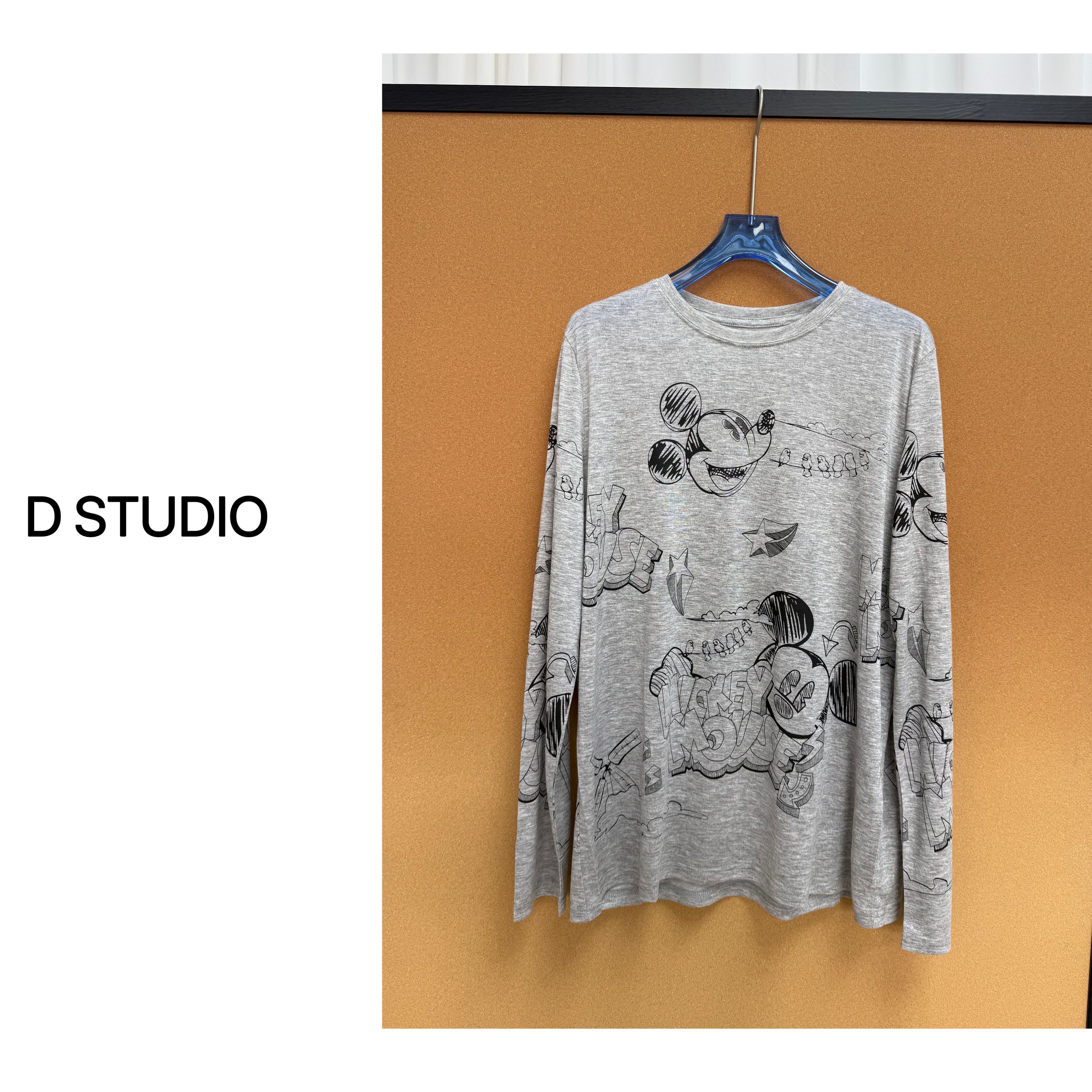 D STUDIO 灰色米奇印花T恤 D2753