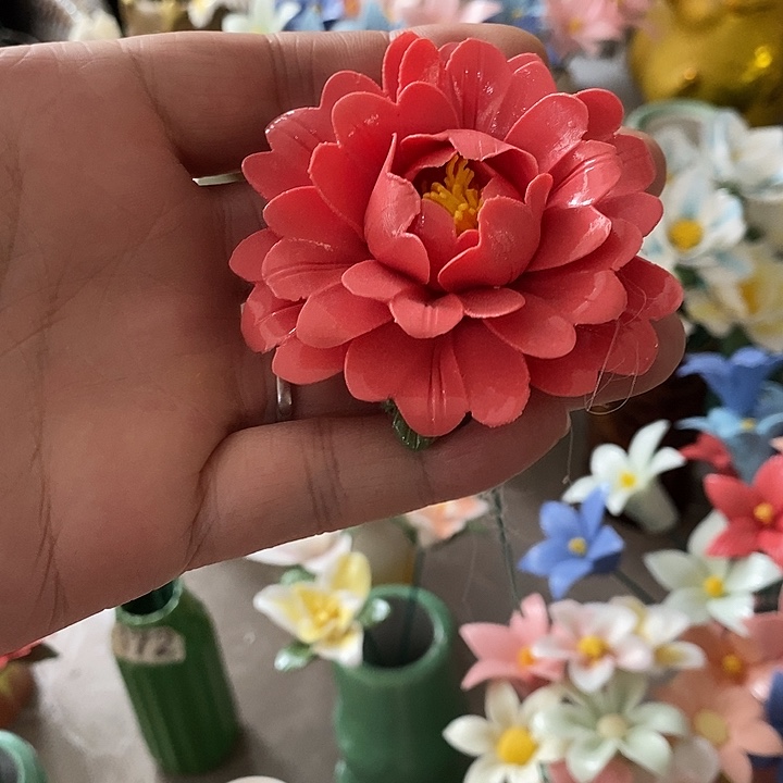 瓷片纯手工陶瓷花摆件1