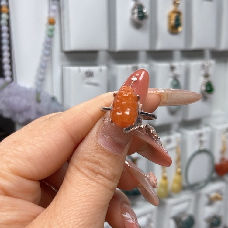 【闪购商品】翡翠耳饰银S925镶嵌戒指
