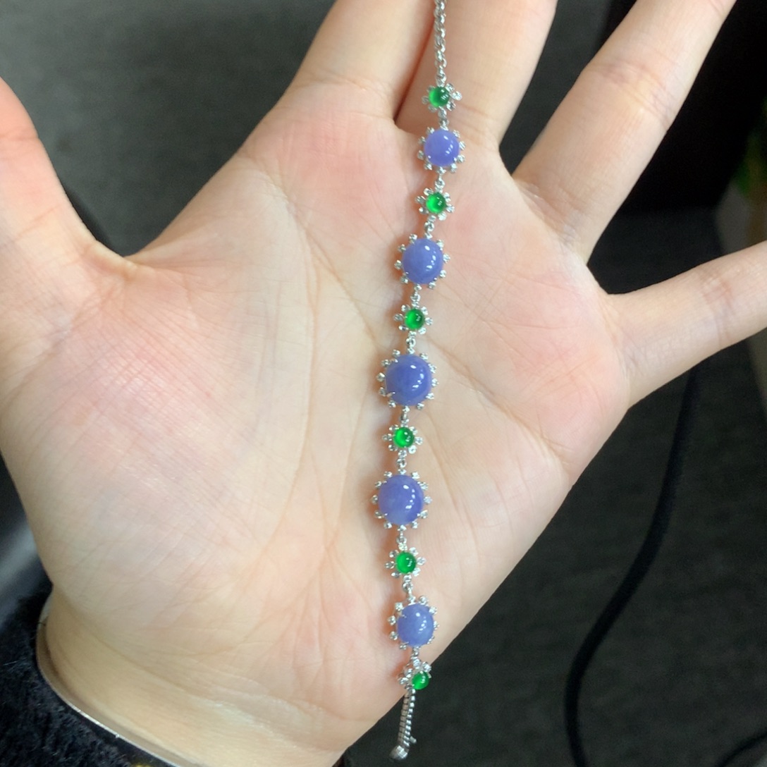 翡翠手链18K金镶嵌翡翠