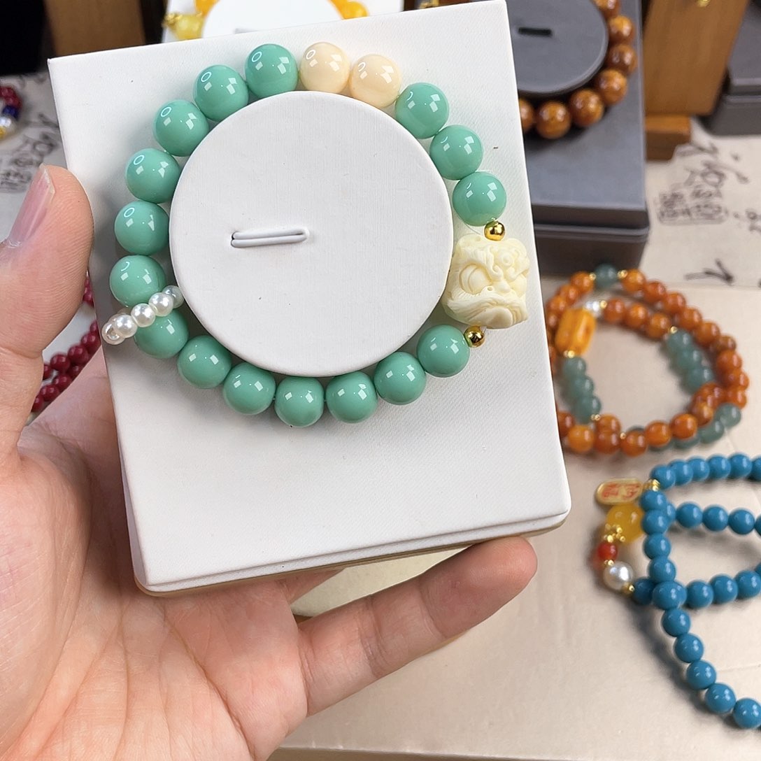 绿松石手饰银S925镀金镶嵌